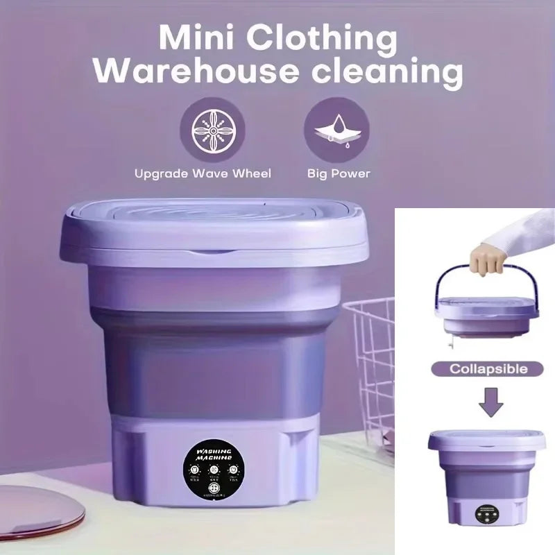 Portable Washing Machine 8L Small Foldable Spin Dryer Mini Laundry for Socks Underwear Home Shop Lightweight and Efficient