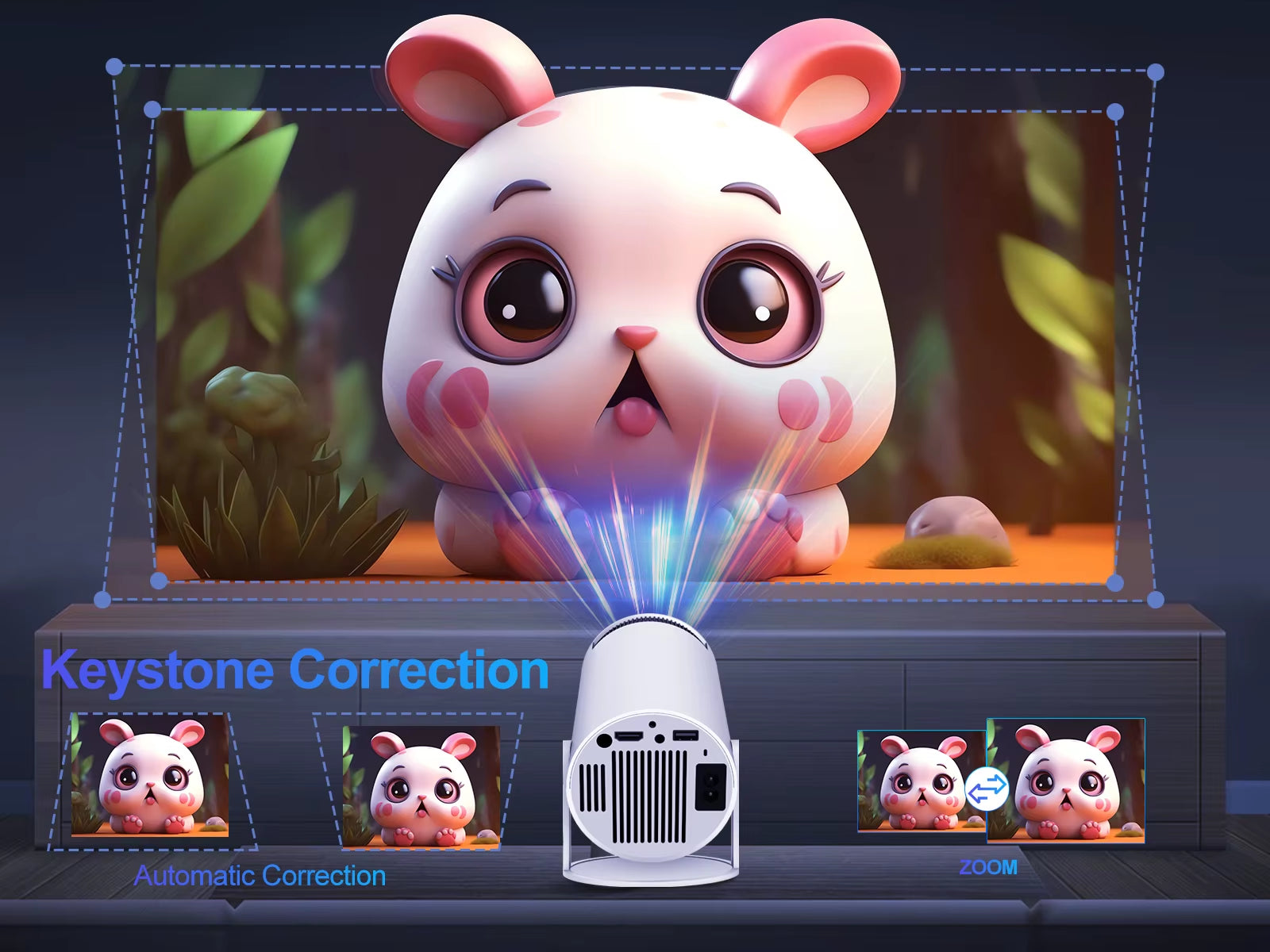 HY300 Pro Hifi Projector 4K Android 11 Dual Wifi6.0 BT5.0 H713 280ANSI 720P Built-In Cinema Sound Speaker Protable Mini Projetor