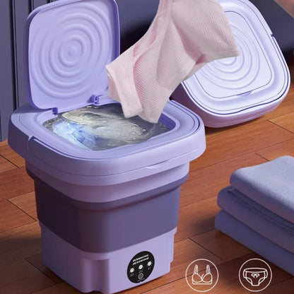 Portable Washing Machine 8L Small Foldable Spin Dryer Mini Laundry for Socks Underwear Home Shop Lightweight and Efficient