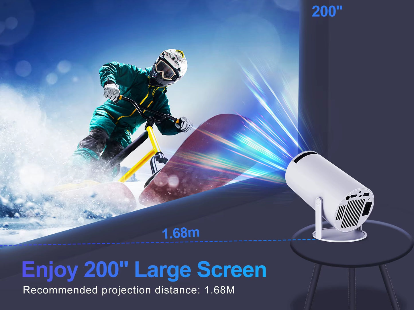 HY300 Pro Hifi Projector 4K Android 11 Dual Wifi6.0 BT5.0 H713 280ANSI 720P Built-In Cinema Sound Speaker Protable Mini Projetor