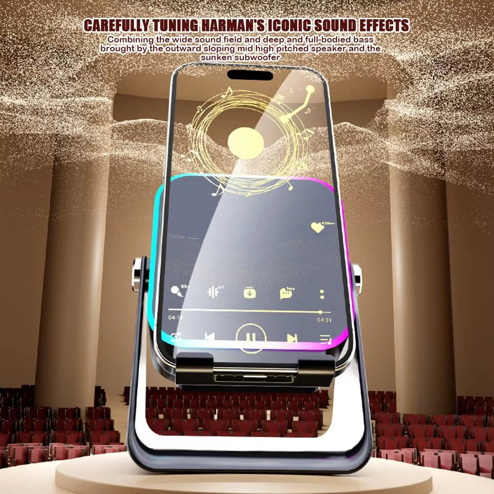 Auto-Induction Wireless Induction Speaker Dual Mode Enhance Sound Quality Bluetooth Speaker RGB Ambient Light Portable