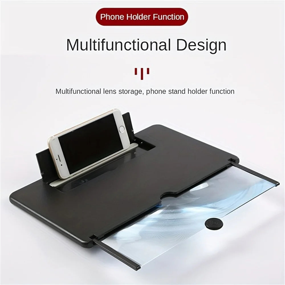 12 Inch Phone Large Screen Amplifier 3D Magnifying Glass Holder HD Portable Mobile Phone Screen Video Magnifier Screen Bracket