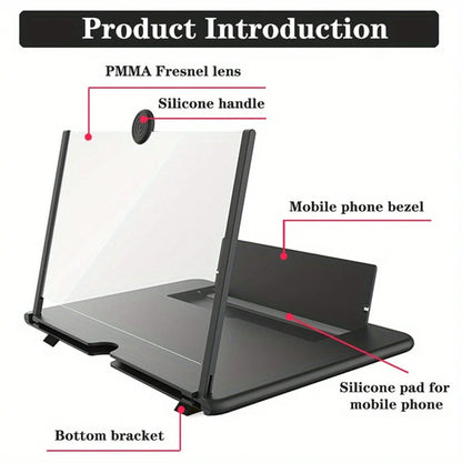 12 Inch Phone Large Screen Amplifier 3D Magnifying Glass Holder HD Portable Mobile Phone Screen Video Magnifier Screen Bracket