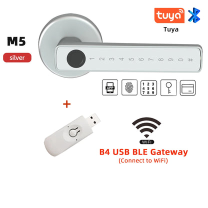 M5 Tuya BLE Smart Fingerprint Door Lock Digital Electronic Lock with Password/Key/Ic Card/ Smartlife/ Tuya APP Unlock