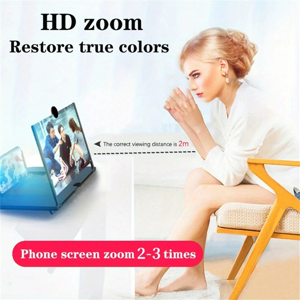 12 Inch Phone Large Screen Amplifier 3D Magnifying Glass Holder HD Portable Mobile Phone Screen Video Magnifier Screen Bracket