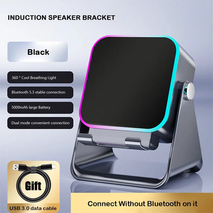 Auto-Induction Wireless Induction Speaker Dual Mode Enhance Sound Quality Bluetooth Speaker RGB Ambient Light Portable